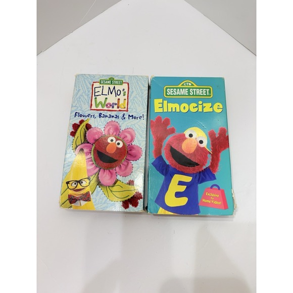 Other - Elmo VHS Lot Of 2‎ Sesame Street Tapes Elmocize, Flowers, Bananas & More!